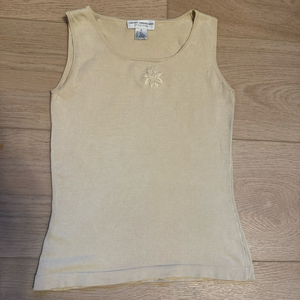 Vintage Gruppo Americano cream tank silk blend size S
